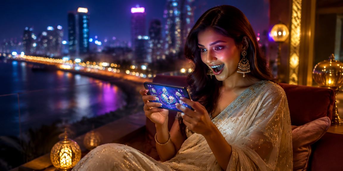 Mobile user playing dice game in Mumbai Bandra neighbourhood